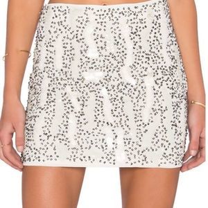 RAGA White/Beige‎ Sequin Miniskirt Sz S